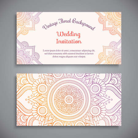 Business card. Vintage decorative elements. Hand drawn backgroundのイラスト素材