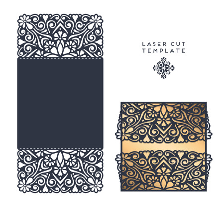 laser cut template envelope, wedding card invitationのイラスト素材