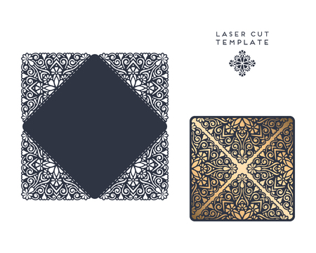 laser cut template envelope, wedding card invitationのイラスト素材