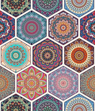 Ethnic floral seamless pattern. Abstract ornamental patternのイラスト素材