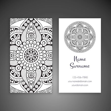 Business card. Vintage decorative elements. Hand drawn backgroundのイラスト素材