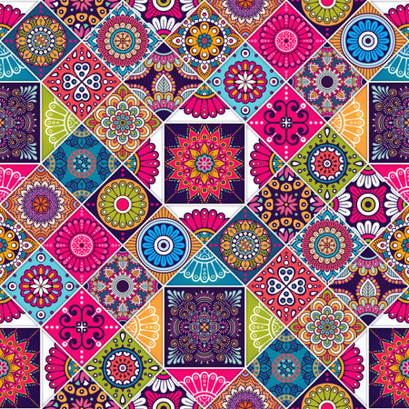 Ethnic floral seamless pattern. Abstract ornamental patternのイラスト素材