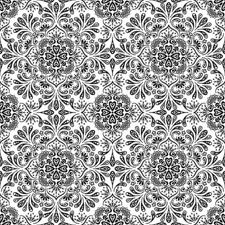 Ethnic floral seamless pattern. Abstract ornamental patternのイラスト素材