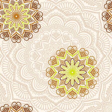 Ethnic floral seamless pattern. Abstract ornamental patternのイラスト素材