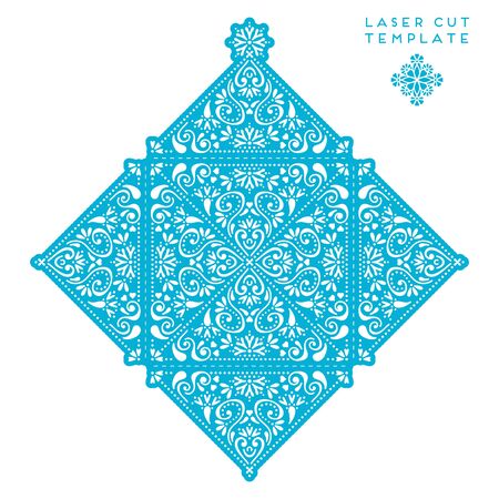 Vector wedding card laser cut template. Vintage decorative elements. Hand drawn backgroundのイラスト素材