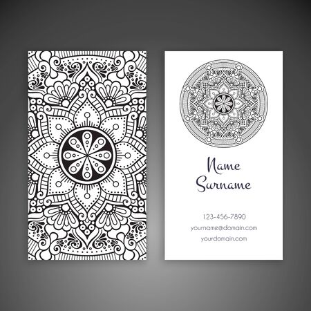 Business card. Vintage decorative elements. Hand drawn backgroundのイラスト素材