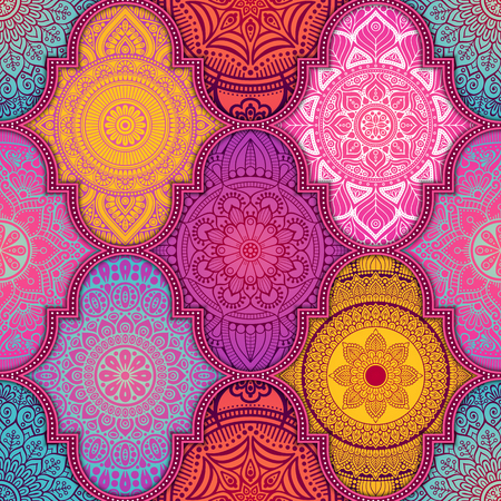 Ethnic floral seamless patternのイラスト素材