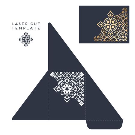 Vector wedding card laser cut template. Vintage decorative elements. Hand drawn background. Islam, Arabic, Indian, ottoman motifs. Vector illustrationのイラスト素材