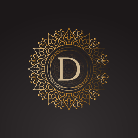 Vector Indian Mandala Monogramのイラスト素材