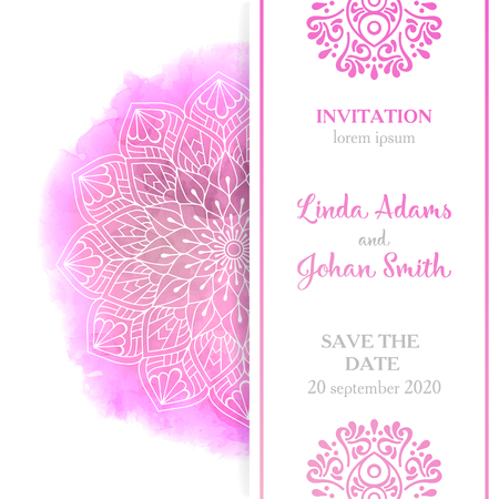 Vector luxury wedding invitation with mandalaのイラスト素材