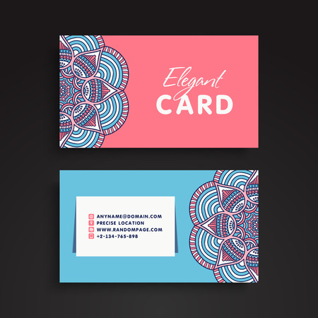 Business Card. Vintage decorative elements. Ornamental floral business cards, oriental pattern, vector illustrationのイラスト素材