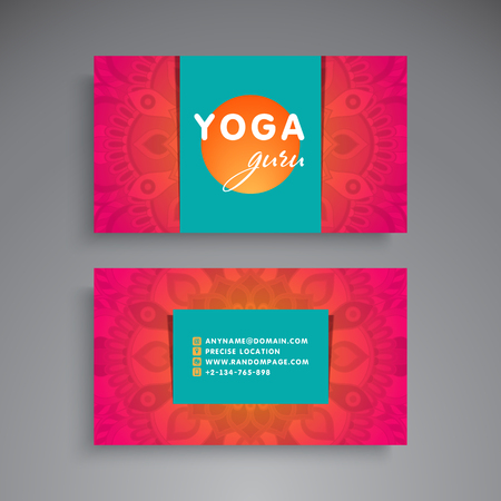 Business Card. Vintage decorative elements. Ornamental floral business cards or invitation with mandalaのイラスト素材
