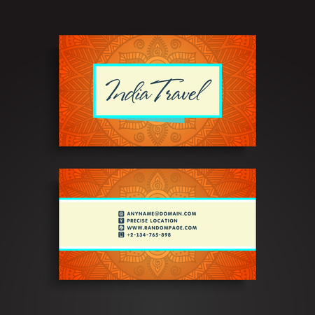 Business Card. Vintage decorative elements. Ornamental floral business cards or invitation with mandalaのイラスト素材