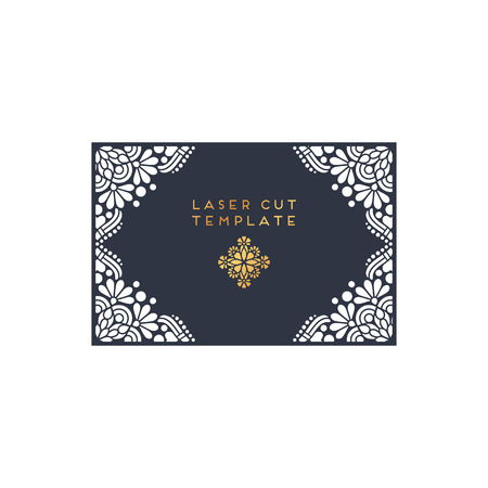 Vector wedding card laser cut template. Vintage decorative elements designのイラスト素材