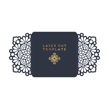 Vector wedding card laser cut template. Vintage decorative elements designのイラスト素材