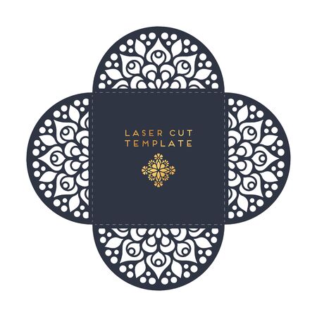 Vector wedding card laser cut template. Vintage decorative elements designのイラスト素材