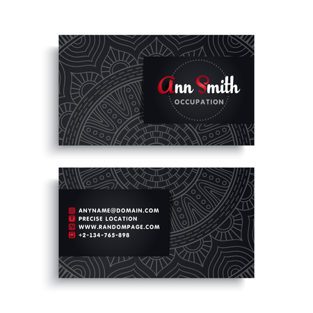 Business Card. Vintage decorative elements. Ornamental floral business cards or invitation with mandalaのイラスト素材