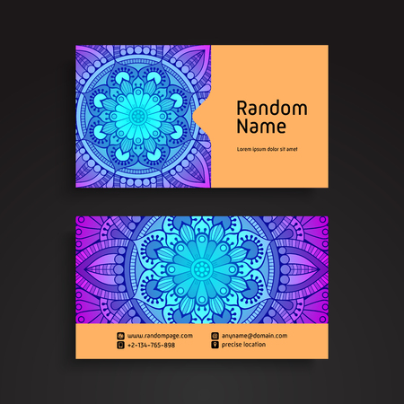 Business Card. Vintage decorative elements. Ornamental floral business cards or invitation with mandalaのイラスト素材