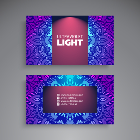 Business Card. Vintage decorative elements. Ornamental floral business cards or invitation with mandalaのイラスト素材