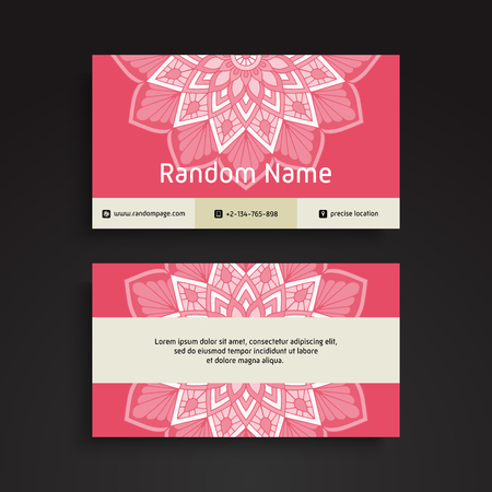 Business Card. Vintage decorative elements. Ornamental floral business cards, oriental pattern, vector illustrationのイラスト素材