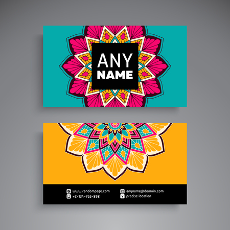 Business Card. Vintage decorative elements. Ornamental floral business cards, oriental pattern, vector illustrationのイラスト素材