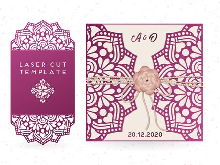 Vector wedding card laser cut templateのイラスト素材