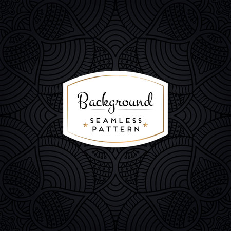 Abstract dark Ethnic floral seamless pattern with mandalas design background illustrationのイラスト素材