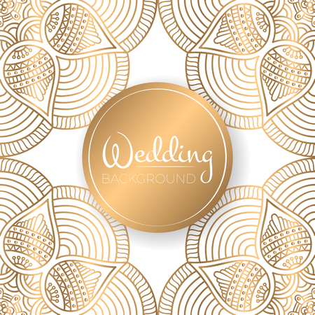 Golden Ethnic floral seamless pattern with mandalas design background can be used for weddingのイラスト素材