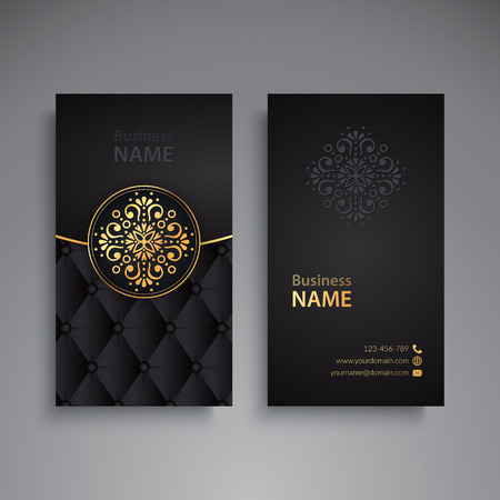 Business Card. Vintage decorative elements. Ornamental floral business cards or invitation with mandalaのイラスト素材
