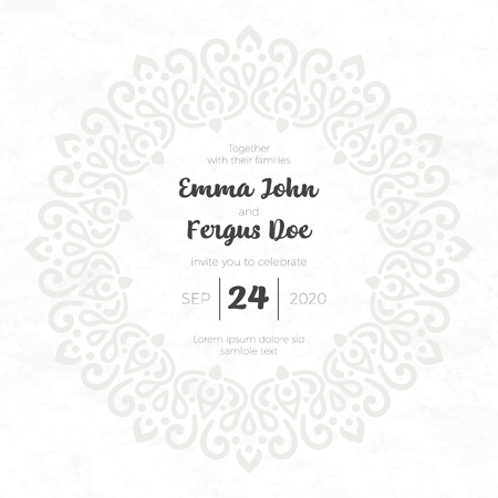 Vector luxury wedding invitation with mandalaのイラスト素材