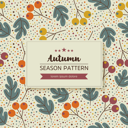 Seamless geometric pattern of autumn leaves and twigs.Vectorのイラスト素材