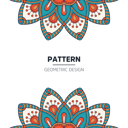 Set of Indian country ornament illustration concept. Ethnic Colorful Henna Mandala design, on festive and glitter bokeh background.のイラスト素材