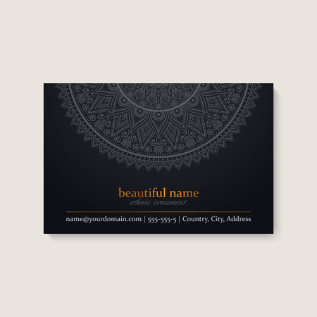Business Card. Vintage decorative elements. Ornamental floral business cards, oriental pattern, vector illustrationのイラスト素材