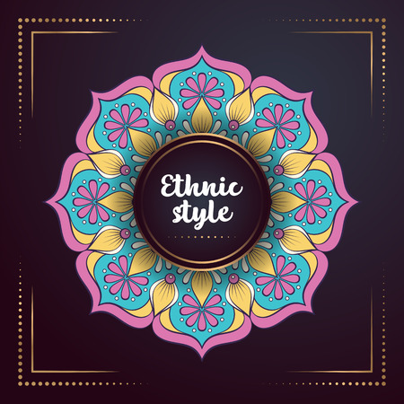 Gold background with mandalaのイラスト素材