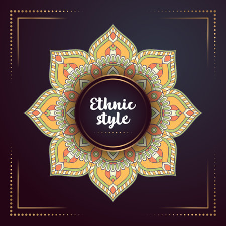 Gold background with mandalaのイラスト素材