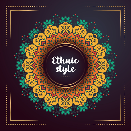 Gold background with mandalaのイラスト素材