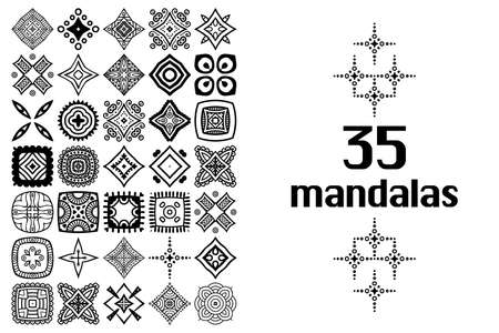 Set Round Ornament Pattern. Vector mandalasのイラスト素材