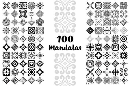 Set Round Ornament Pattern. Vector mandalasのイラスト素材