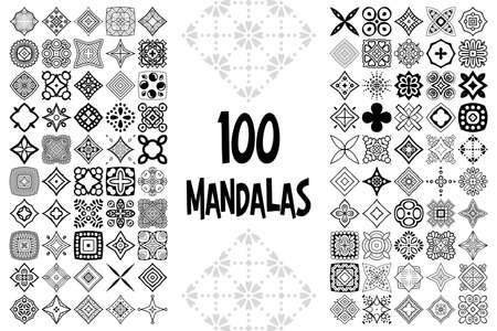 Set Round Ornament Pattern. Vector mandalasのイラスト素材