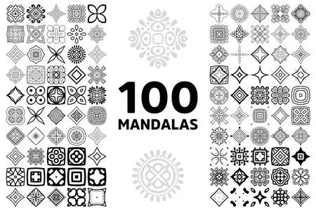 Set Round Ornament Pattern. Vector mandalasのイラスト素材