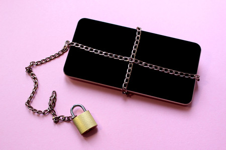 the phone is locked on the lockの写真素材