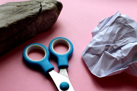 stone scissors paper children's game for leadershipの写真素材