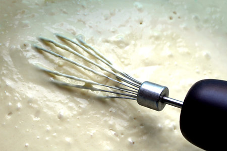 Preparation for baking Mixing the dough with a mixerの写真素材