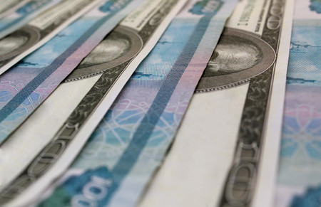 money american money russian dollars and rublesの写真素材