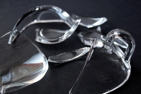 broken glass cup that can not be glued togetherの写真素材
