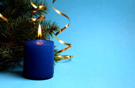 blue candleの写真素材