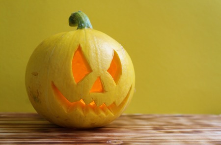 yellow pumpkin for the holiday autumn halloweenの写真素材