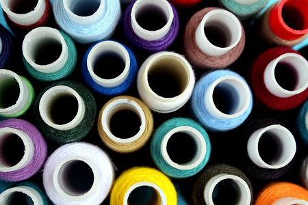a bunch of colored sewing threads for a seamstress
