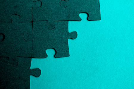 Puzzles laid out on the table green