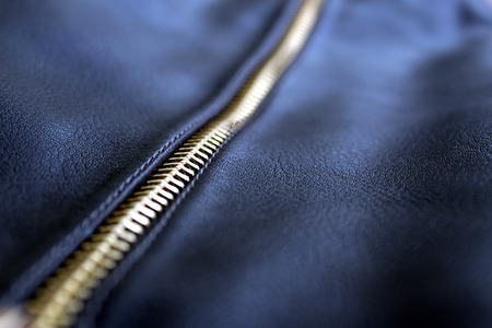 imitation leather black long zipperの写真素材
